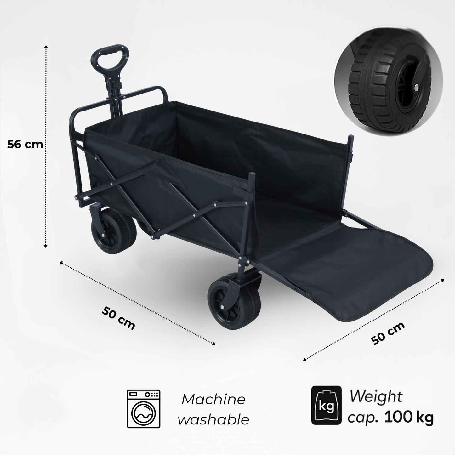 VIROSA 200L Wagon Trolley with Thick Tyres & Back Open Feature – Foldable Heavy Duty Outdoor Utility Cart for Camping, Gardening & Festivals
