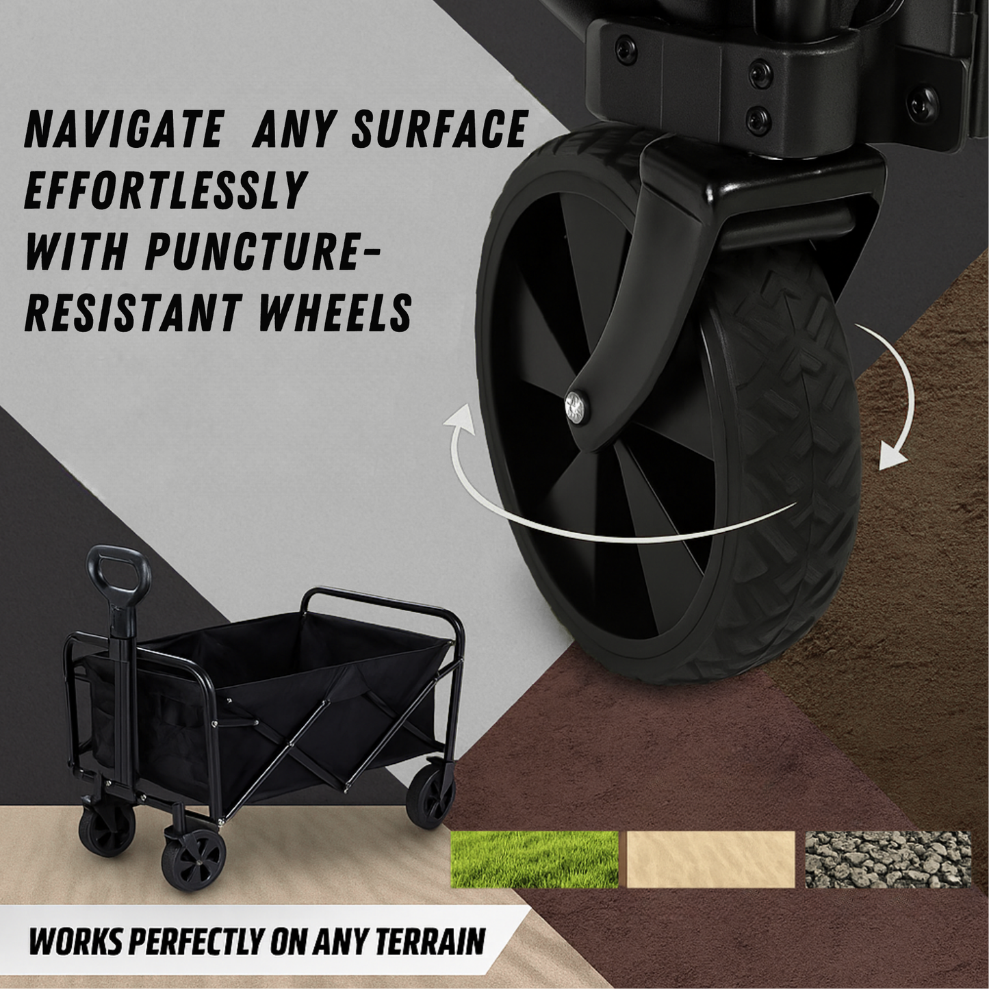 VIROSA 120L Wagon Trolley with Thin Tyres – Foldable Outdoor Utility Cart