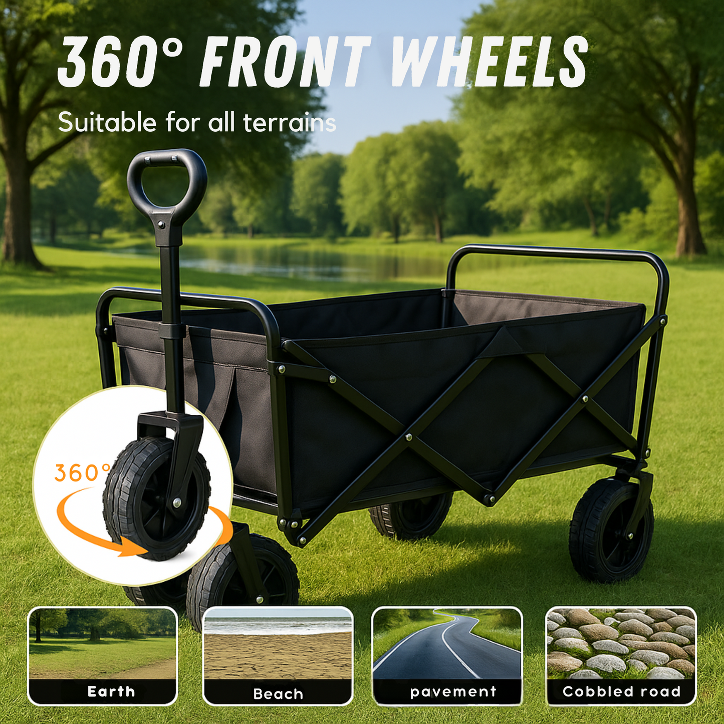 VIROSA 200L Wagon Trolley with Thick Tyres – Heavy Duty Foldable Utility Cart
