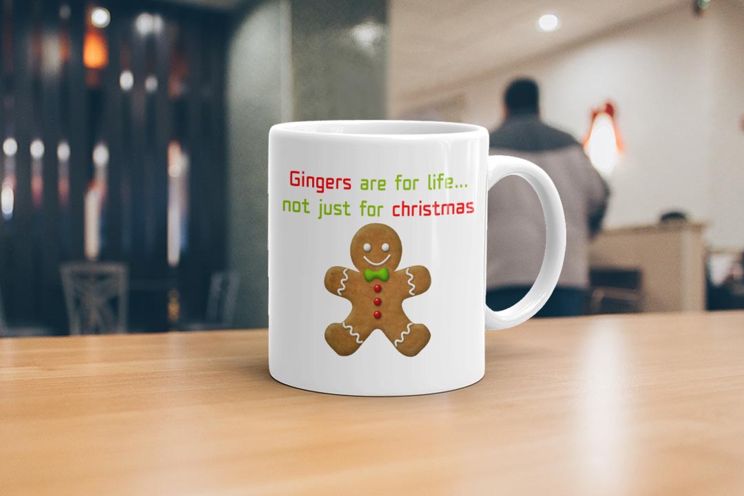 VIROSA Funny Redhead Mug – Gingers are for Life Not Just for Christmas – Sarcastic Gift for Ginger Friends, Coworkers, Him or Her – Xmas, Birthday, Secret Santa – 11oz Ceramic Coffee Cup