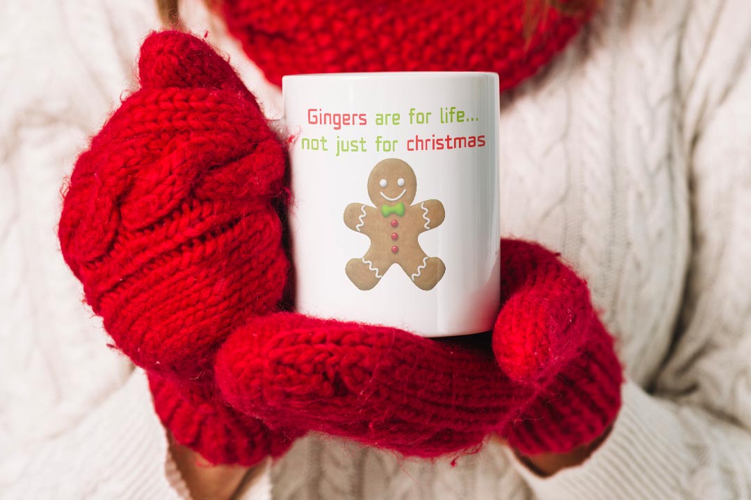 VIROSA Funny Redhead Mug – Gingers are for Life Not Just for Christmas – Sarcastic Gift for Ginger Friends, Coworkers, Him or Her – Xmas, Birthday, Secret Santa – 11oz Ceramic Coffee Cup