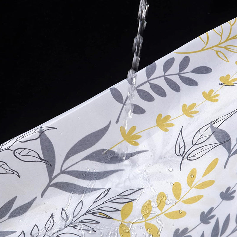 Grey/Yellow Leaves Shower Curtain Anti Mould, Mildew Resistant - 180x180 cm
