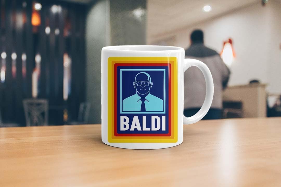 VIROSA Baldi Gift Mug – Funny Coffee Mug for Bald Man, Dad, Stepdad, Work Colleague & Grandad | Novelty Father's Day Gift for Bald Dads & Boys | White Ceramic Cup with Humorous Design, Present for Him