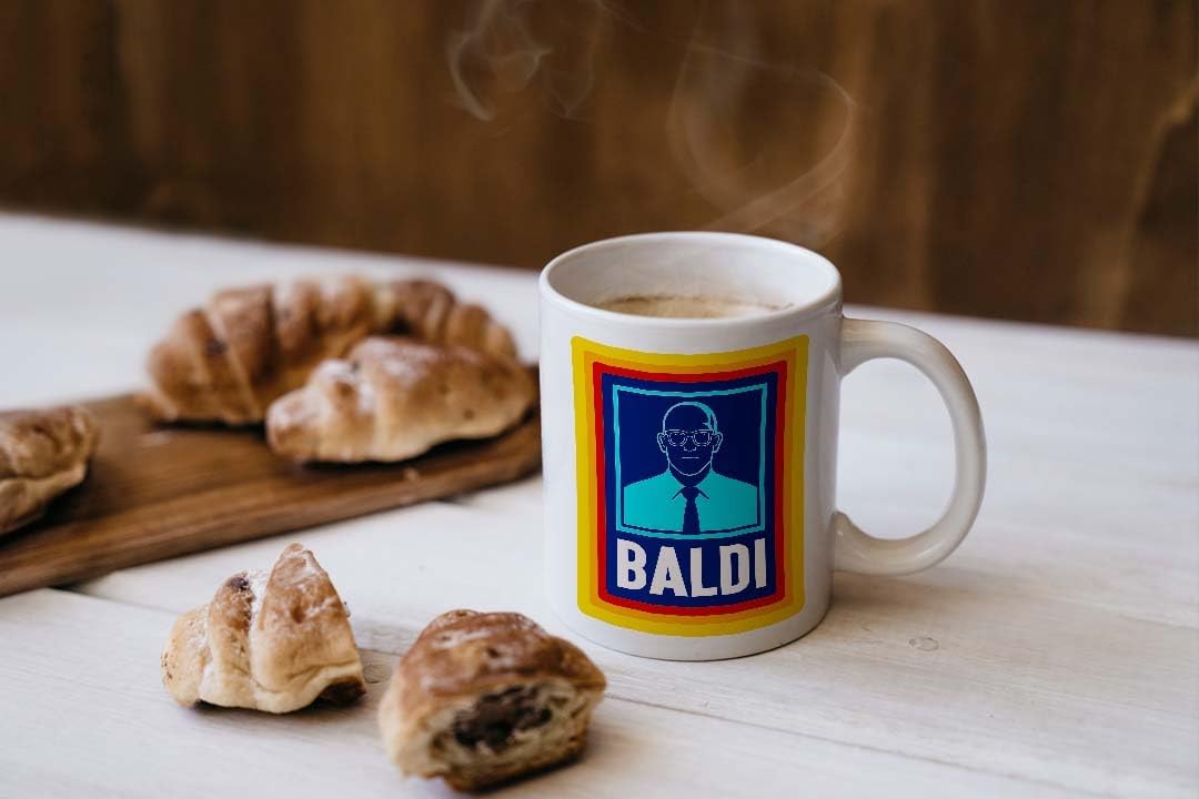 VIROSA Baldi Gift Mug – Funny Coffee Mug for Bald Man, Dad, Stepdad, Work Colleague & Grandad | Novelty Father's Day Gift for Bald Dads & Boys | White Ceramic Cup with Humorous Design, Present for Him