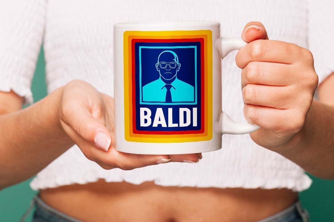 VIROSA Baldi Gift Mug – Funny Coffee Mug for Bald Man, Dad, Stepdad, Work Colleague & Grandad | Novelty Father's Day Gift for Bald Dads & Boys | White Ceramic Cup with Humorous Design, Present for Him