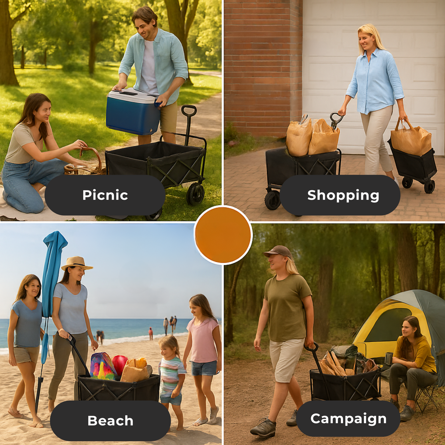 VIROSA 200L Wagon Trolley with Thick Tyres & Back Open Feature – Foldable Heavy Duty Outdoor Utility Cart for Camping, Gardening & Festivals