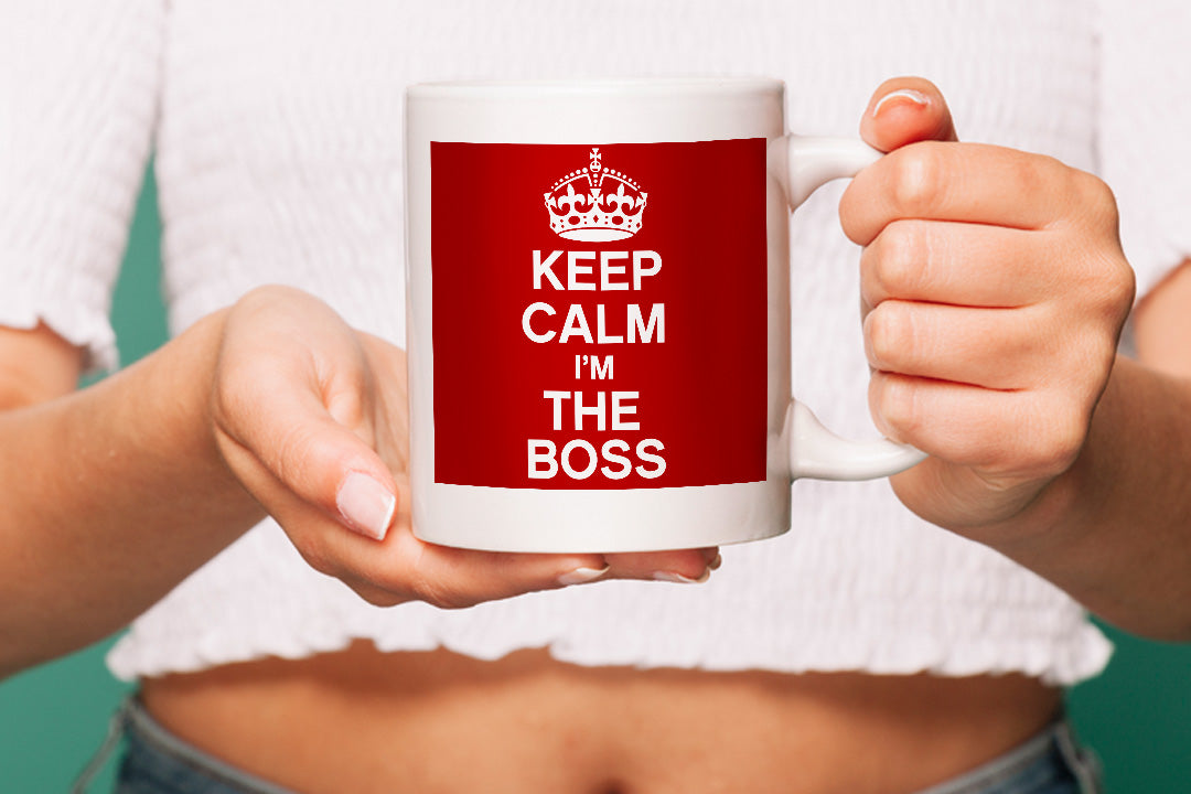 VIROSA Funny Boss Mug – Keep Calm and Carry On I’m The Boss – Gift for Manager, Team Leader, Coworker – Office, Birthday, Christmas, Secret Santa Present – 11oz White Ceramic Coffee Cup