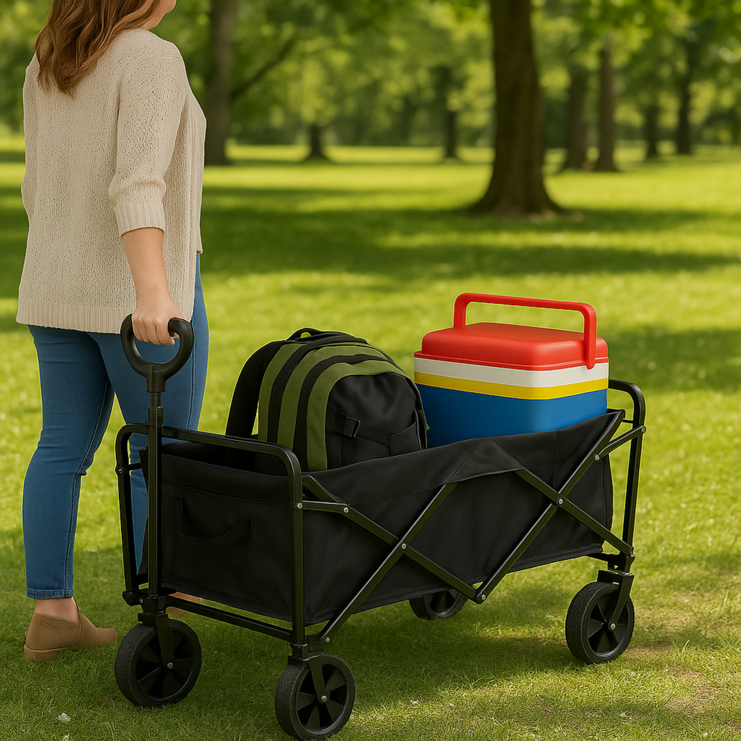VIROSA 120L Wagon Trolley with Thin Tyres – Foldable Outdoor Utility Cart