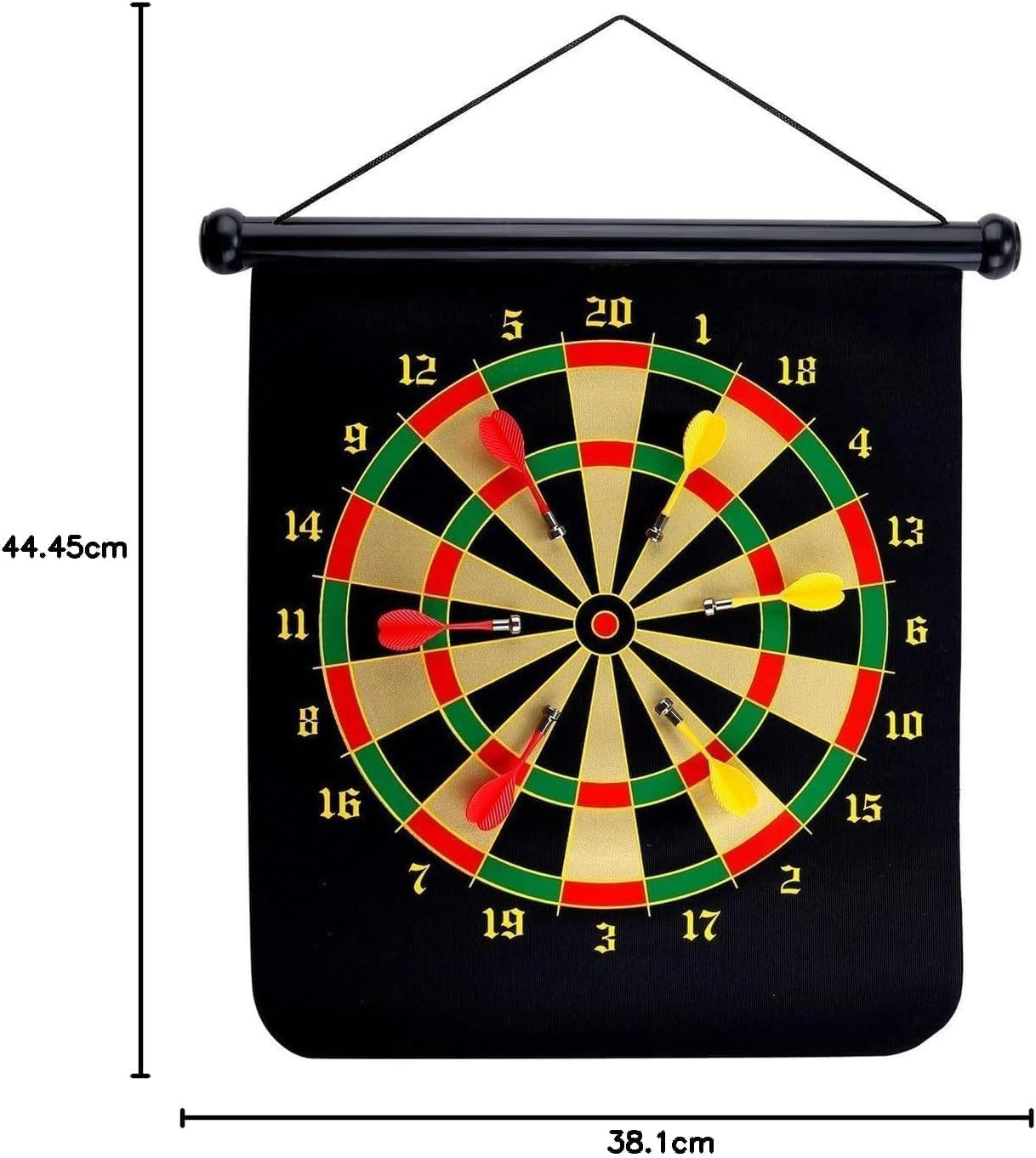 VIROSA Magnetic Safe Dartboard for Kids – 38cm/15" Hanging Roll-Up with 6 Darts | Double-Sided Indoor & Outdoor Game Set for Family Fun, Adults & Kids Gift