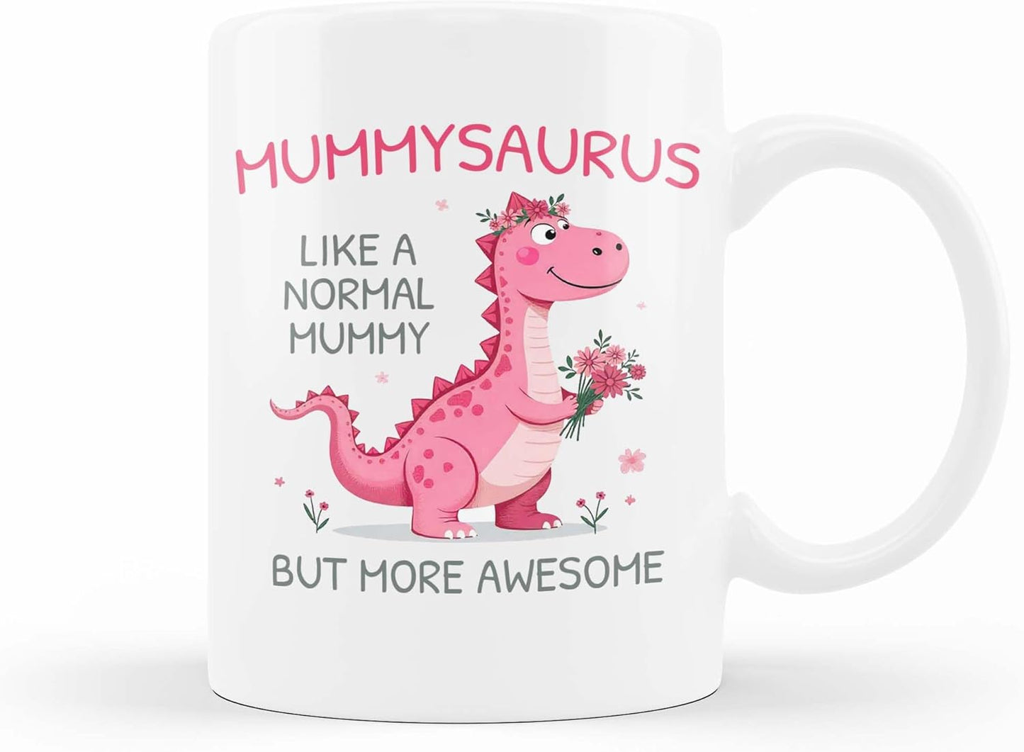 VIROSA Mummysaurus Mug – Like a Normal Mummy But More Roar-Some – Funny Dinosaur Gift for Mum, Birthday, Christmas, Mother’s Day – 11oz White Ceramic Coffee Cup