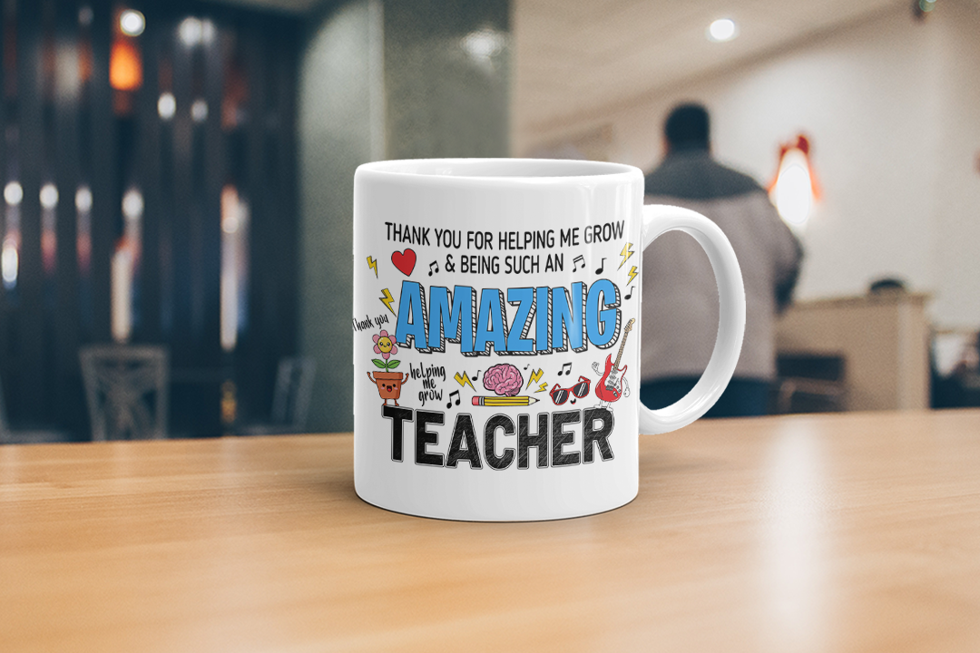 VIROSA Teacher Mug – “Thank You for Helping Me Grow and Being Such an Amazing Teacher” – End of Term Gift (11oz)