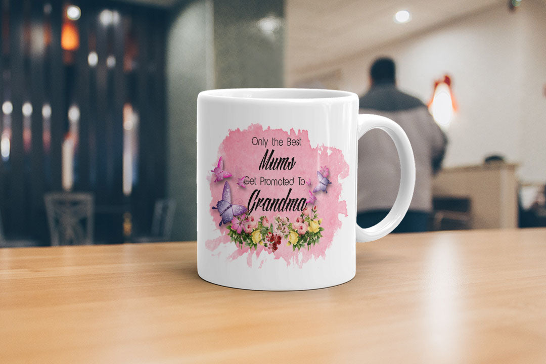 VIROSA Best Mums Get Promoted to Grandma Mug – Cute Ceramic Gift for Mother’s Day, Birthday, Christmas – 11oz White Coffee Cup