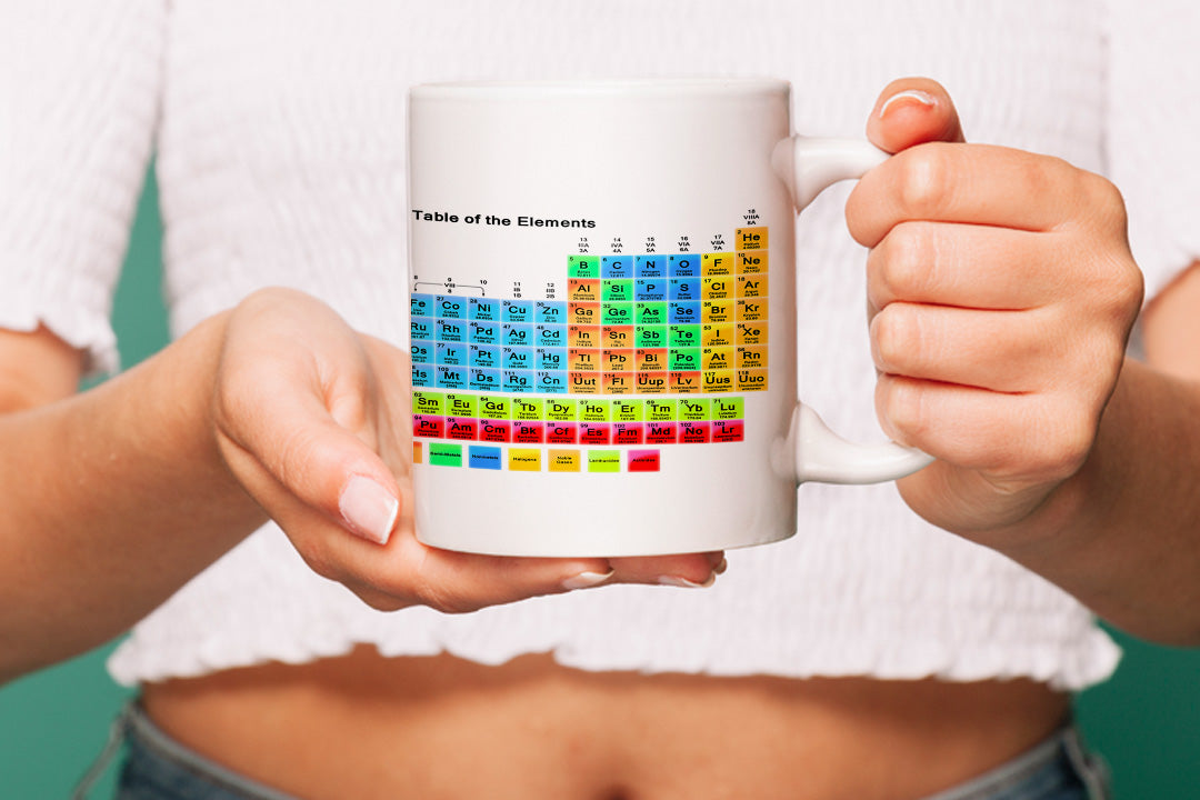 VIROSA Chemistry Mug – Periodic Table of The Elements – Science Gift for Students, Teachers, Chemists – Educational & Fun Coffee Cup – 11oz Ceramic Mug for School, Lab, or Home Use