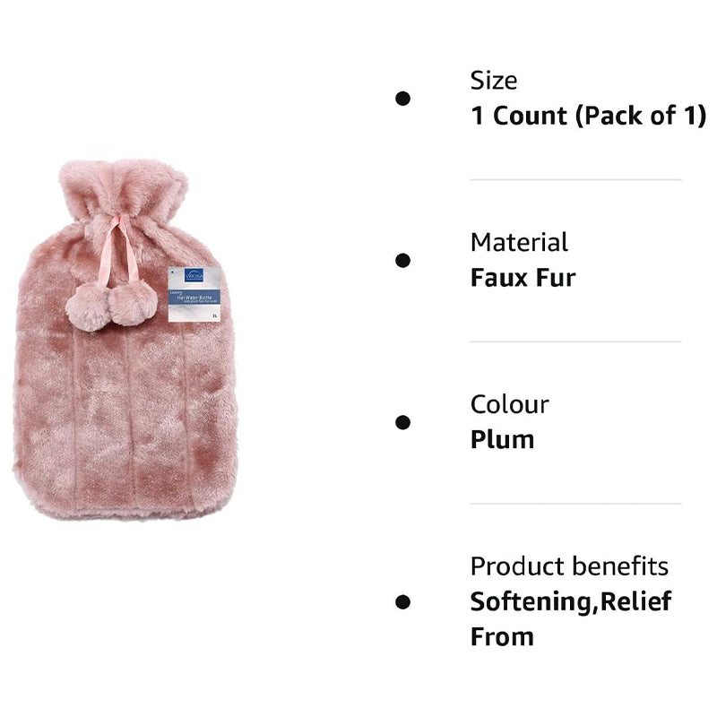 Hot Water Bottle with Premium Cozy Fluffy Cover - Relief from Back, Neck, and Leg Muscle Pain and Cramps