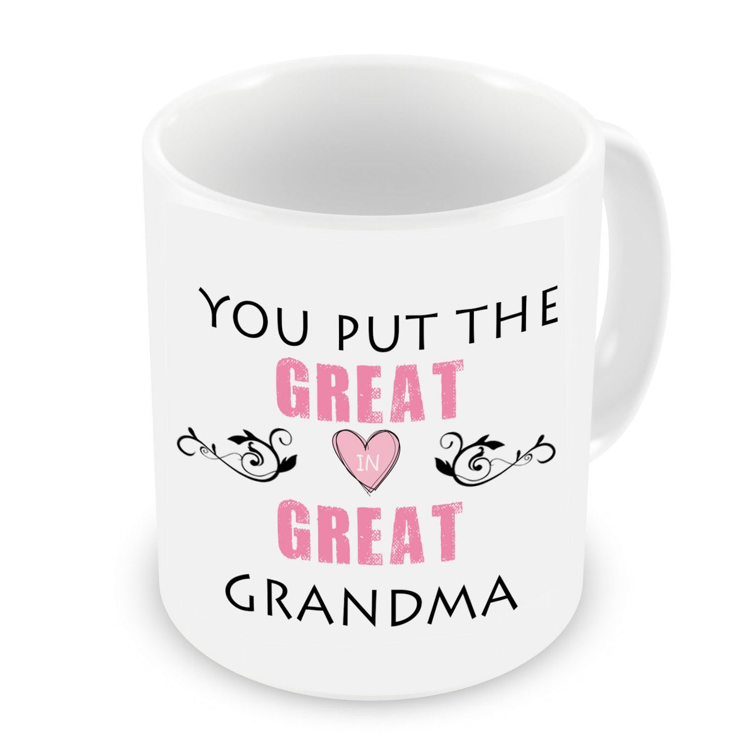 VIROSA Great Grandma Mug – You Put The Great in Great Grandma – Cute Gift from Grandchildren – Birthday, Mother’s Day, Christmas Present – 11oz White Ceramic Coffee Cup