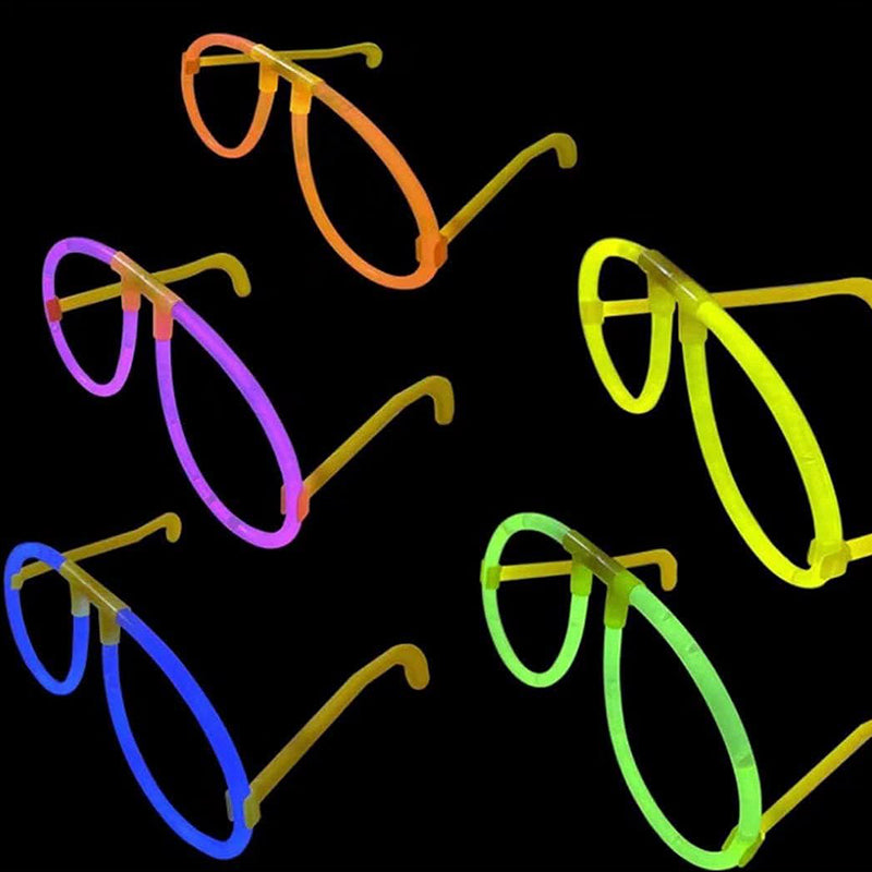 Glow in the Dark Rave Party Glasses 10 Pack | 8” Glow Party Supplies | 5 Colors Light up Neon Glowstick Shades