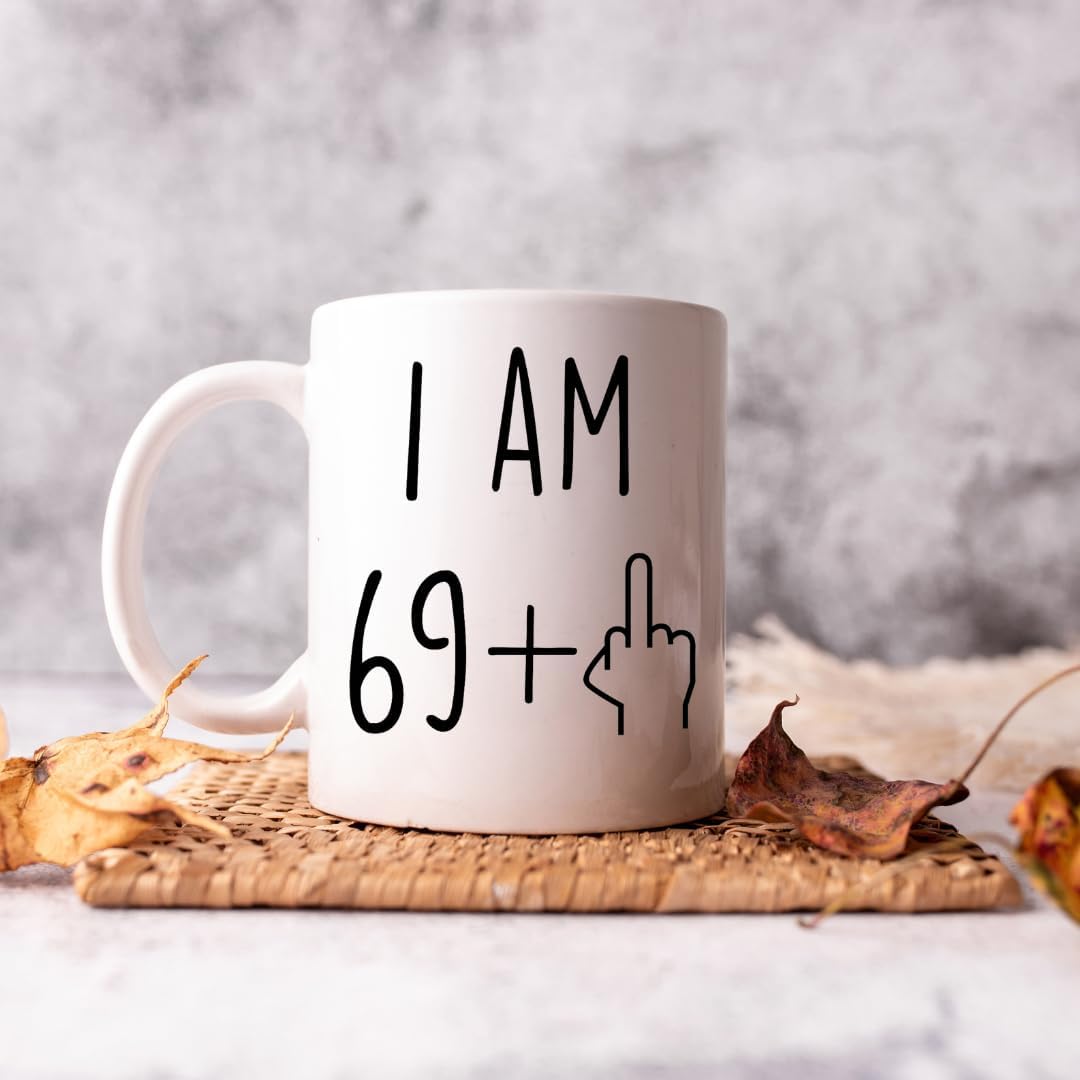 VIROSA Funny 70th Birthday Mug – 11oz Coffee Cup Gag Gift for Men or Women Turning 70 – Joke Present for Mum, Dad, Friends, Colleagues – Ceramic, Microwave & Dishwasher Safe