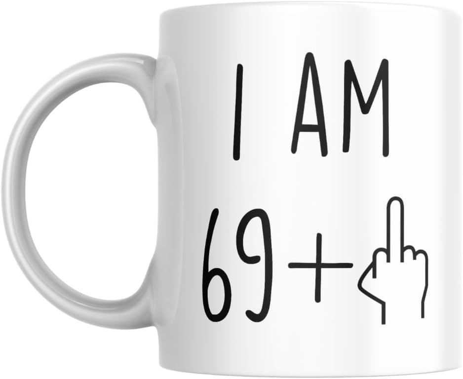 VIROSA Funny 70th Birthday Mug – 11oz Coffee Cup Gag Gift for Men or Women Turning 70 – Joke Present for Mum, Dad, Friends, Colleagues – Ceramic, Microwave & Dishwasher Safe