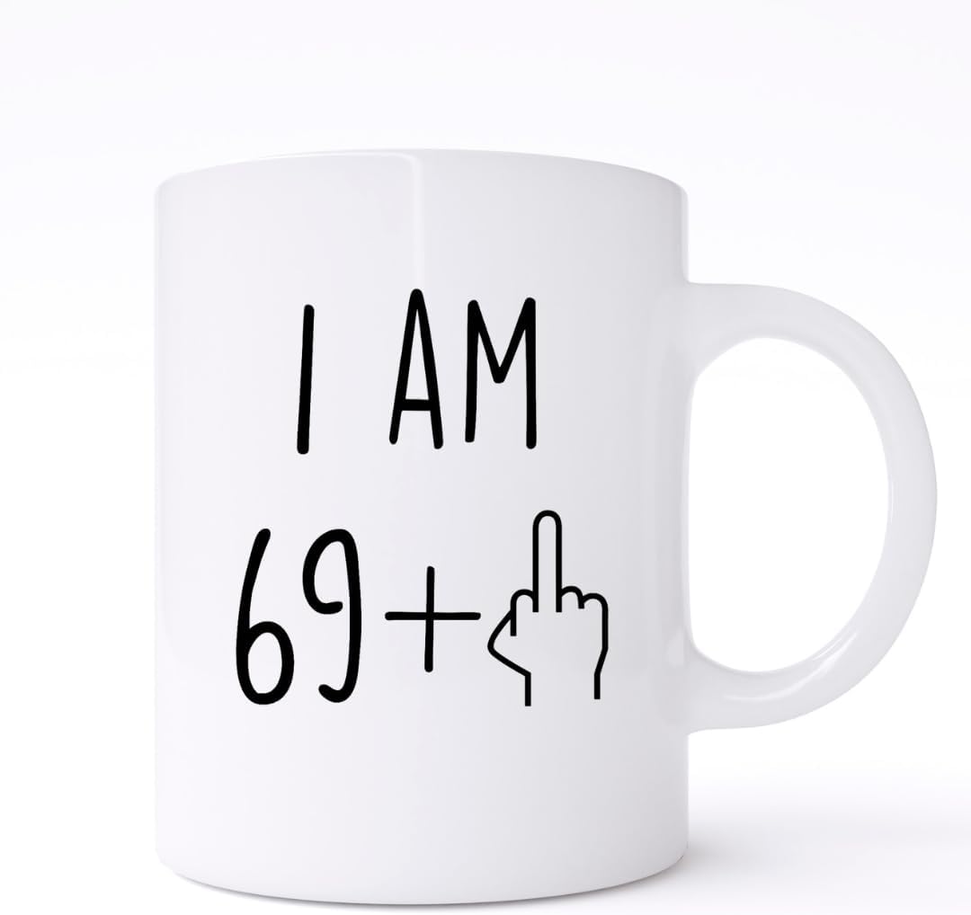 VIROSA Funny 70th Birthday Mug – 11oz Coffee Cup Gag Gift for Men or Women Turning 70 – Joke Present for Mum, Dad, Friends, Colleagues – Ceramic, Microwave & Dishwasher Safe