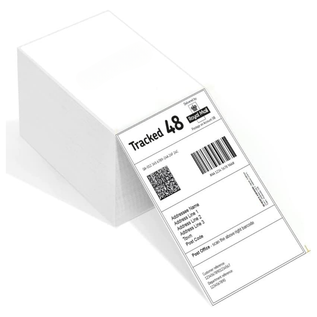 VIROSA 500 Pack 4x6 Inch Thermal Shipping Labels – Fanfold Direct Thermal Printer Paper with Permanent Adhesive – Commercial Grade White Labels for Amazon, Royal Mail, FedEx, DPD & More