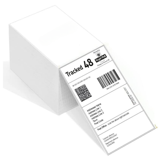 VIROSA 500 Pack 4x6 Inch Thermal Shipping Labels – Fanfold Direct Thermal Printer Paper with Permanent Adhesive – Commercial Grade White Labels for Amazon, Royal Mail, FedEx, DPD & More