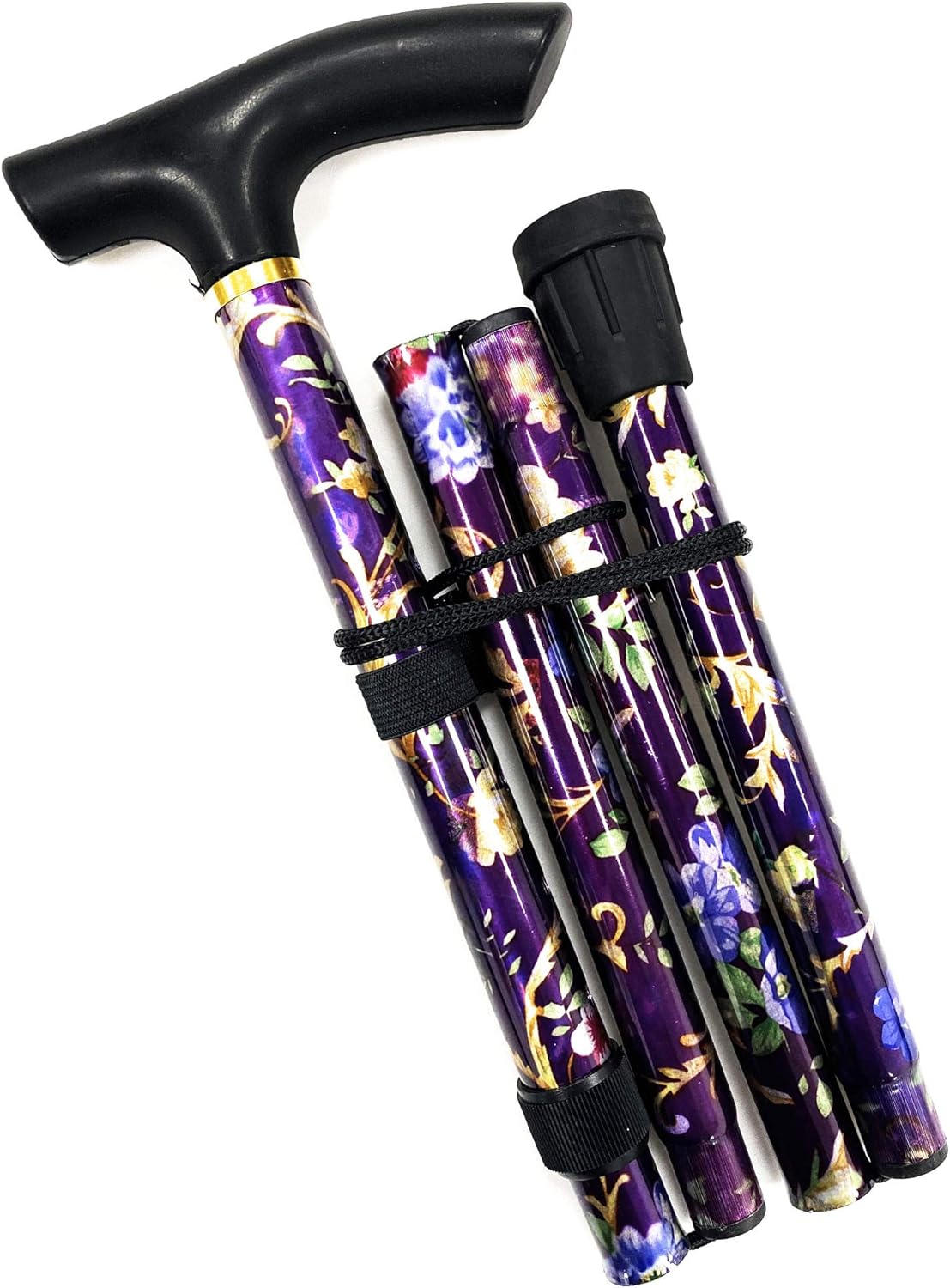 Floral Walking Stick - Lightweight, Foldable, Extendable, Adjustable Walking Cane | Flexible, Durable | Walking Aid, Mobility Aid | Collapsible