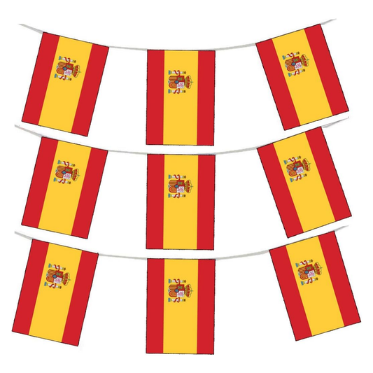 VIROSA Spain Flag Bunting – 10m / 33ft with 24 Flags – Durable Patriotic Decoration for Euro, World Cup, Festivals & Spanish National Celebrations