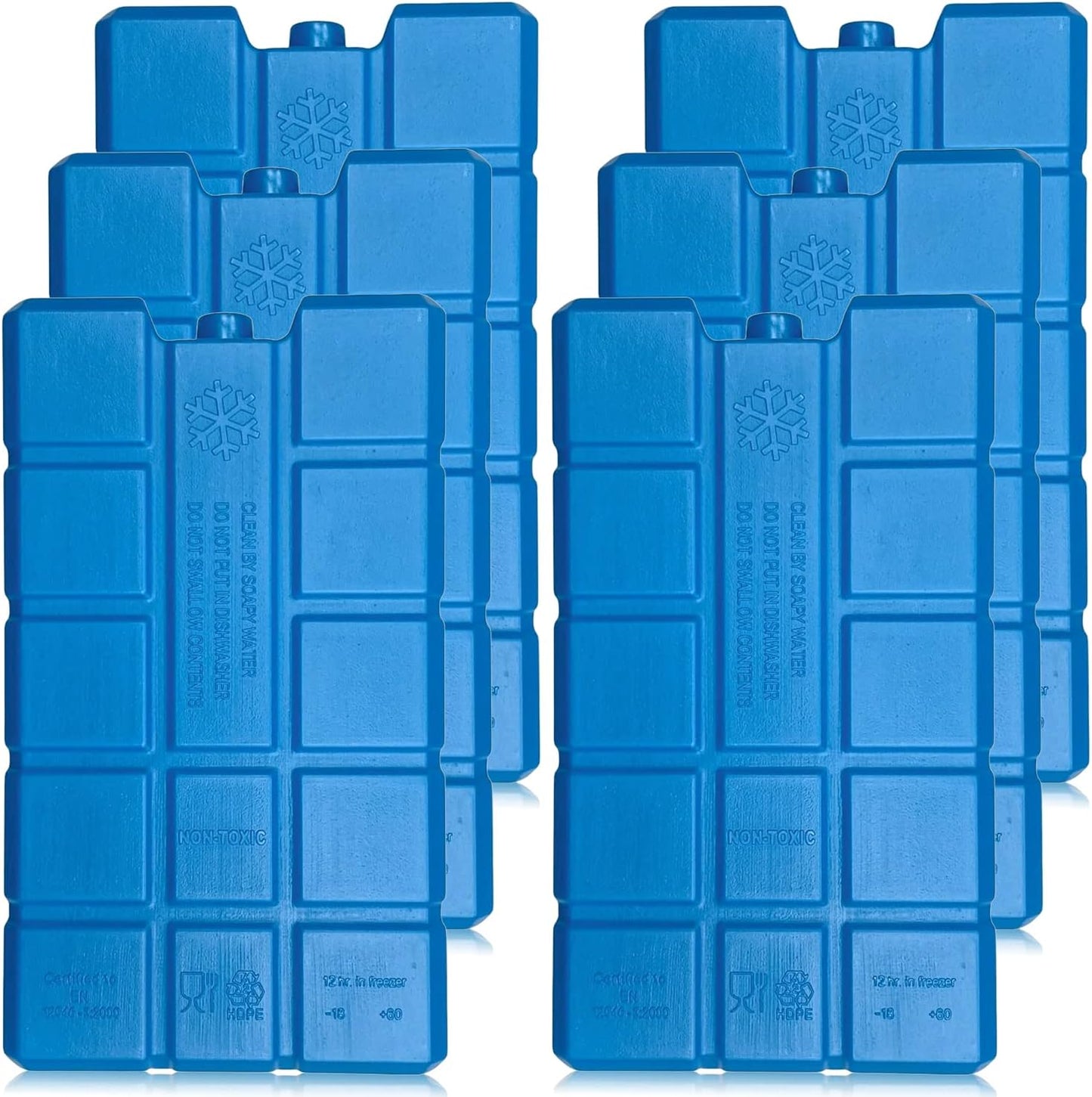 Ice Blocks for Freezers - Pack of 6 | Reusable and Space-Saving | Ideal for Keeping Food and Drinks Cold and Long