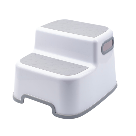 VIROSA Double Step Stool for Kids – Non-Slip 2 Step Toddler Stool with Handles – Sturdy & Safe for Potty Training, Bathroom & Kitchen – Lightweight, Durable Design (White)