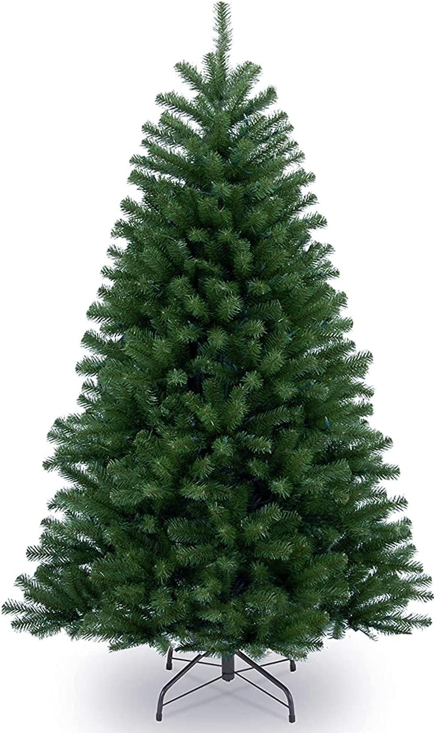 6ft Green Artificial Christmas Tree - 800 Virgin PVC Tips, Easy Assembly, Strong Metal Stand - Xmas Home Decoration