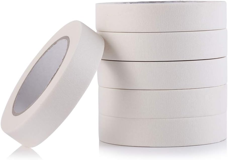 Pack of 6 Masking Tape Rolls - 24mm Premium Quality, 50m - Ideal for Painting, Decorating, DIY, Office Use, Arts and Crafts