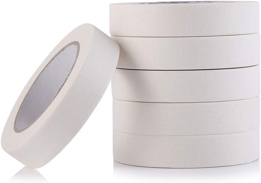 Pack of 6 Masking Tape Rolls - 24mm Premium Quality, 50m - Ideal for Painting, Decorating, DIY, Office Use, Arts and Crafts