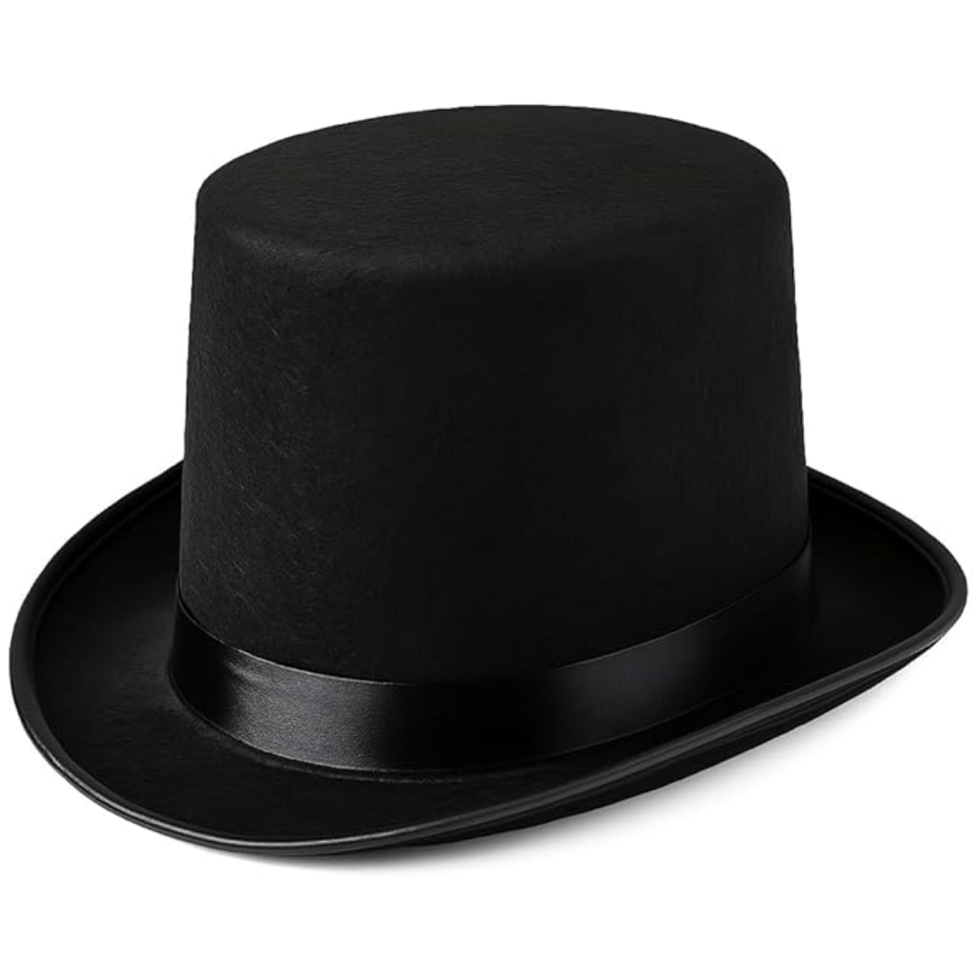 VIROSA Victorian Black Top Hat – Classic Fancy Dress Hat for Adults & Kids – Gentleman Costume Accessory for Parties, Halloween, Theatre & Role Play
