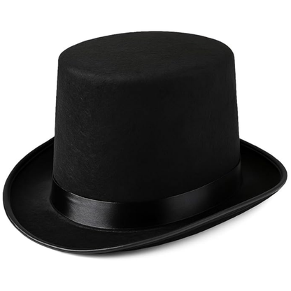 VIROSA Victorian Black Top Hat – Classic Fancy Dress Hat for Adults & Kids – Gentleman Costume Accessory for Parties, Halloween, Theatre & Role Play