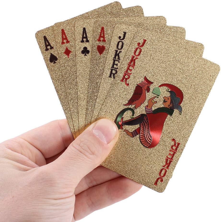 50 Pound Playing Cards: 24k Carat Gold Plated Poker Cards with Deluxe Wooden Gift Box
