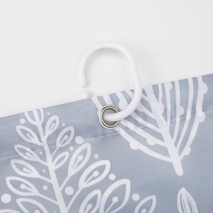Grey Leaf Shower Curtain - Anti-Mould, Mildew Resistant | Size 180x180 cm (71 x 71 Inch) | Water Repellent Polyester Fabric