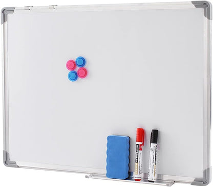 Magnetic White Board with Aluminum Frame - Dry Wipe Whiteboard Kit Including Pen with Eraser and Magnets (A2 60 cm x 45 cm)