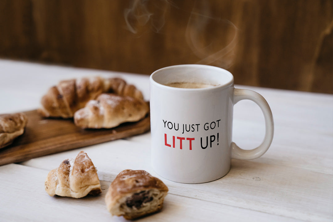 VIROSA “You Just Got Litt Up” Mug – White Ceramic Coffee Cup – Funny Office Gift for Christmas, Secret Santa, or Birthdays – 11oz