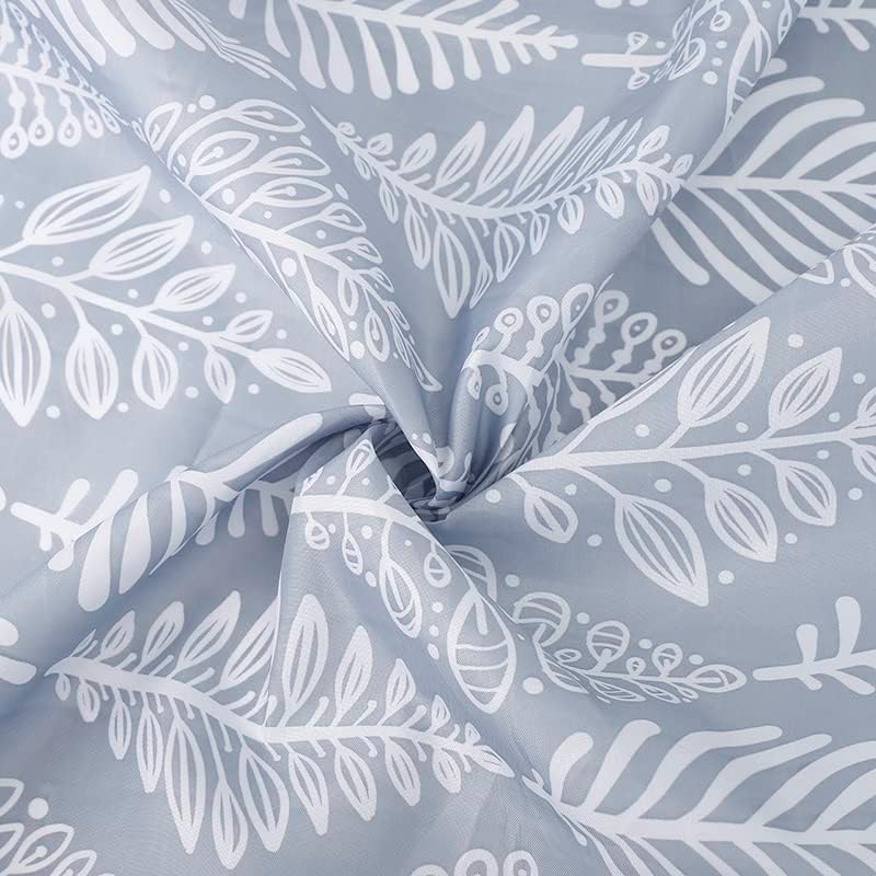 Grey Leaf Shower Curtain - Anti-Mould, Mildew Resistant | Size 180x180 cm (71 x 71 Inch) | Water Repellent Polyester Fabric