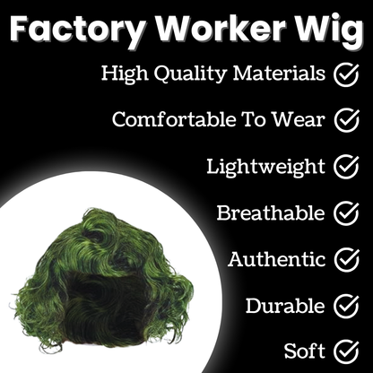 VIROSA Kids Oompa Loompa Worker Wig – Green Curly Fancy Dress Hairpiece for Boys & Girls | Ideal for World Book Day, Halloween, School Plays & Parties | Comfortable & Reusable