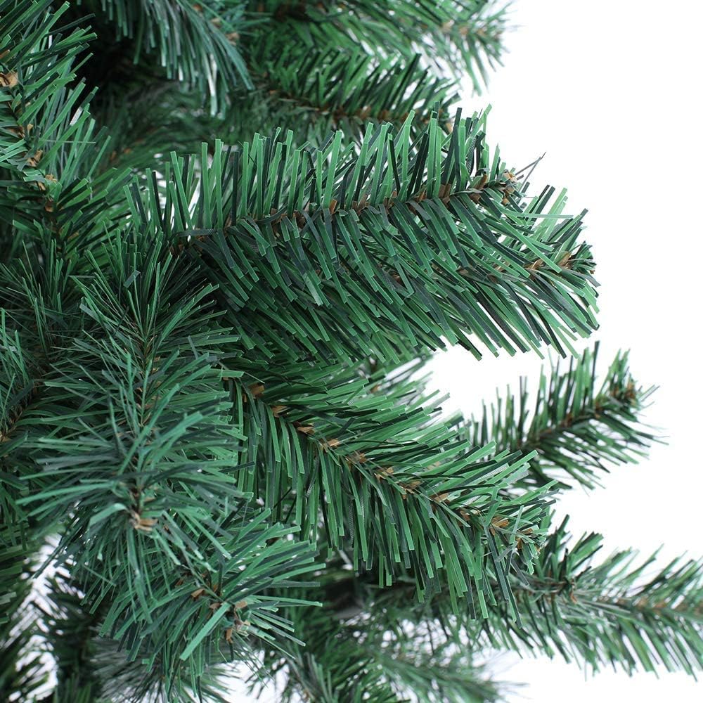 6ft Green Artificial Christmas Tree - 800 Virgin PVC Tips, Easy Assembly, Strong Metal Stand - Xmas Home Decoration