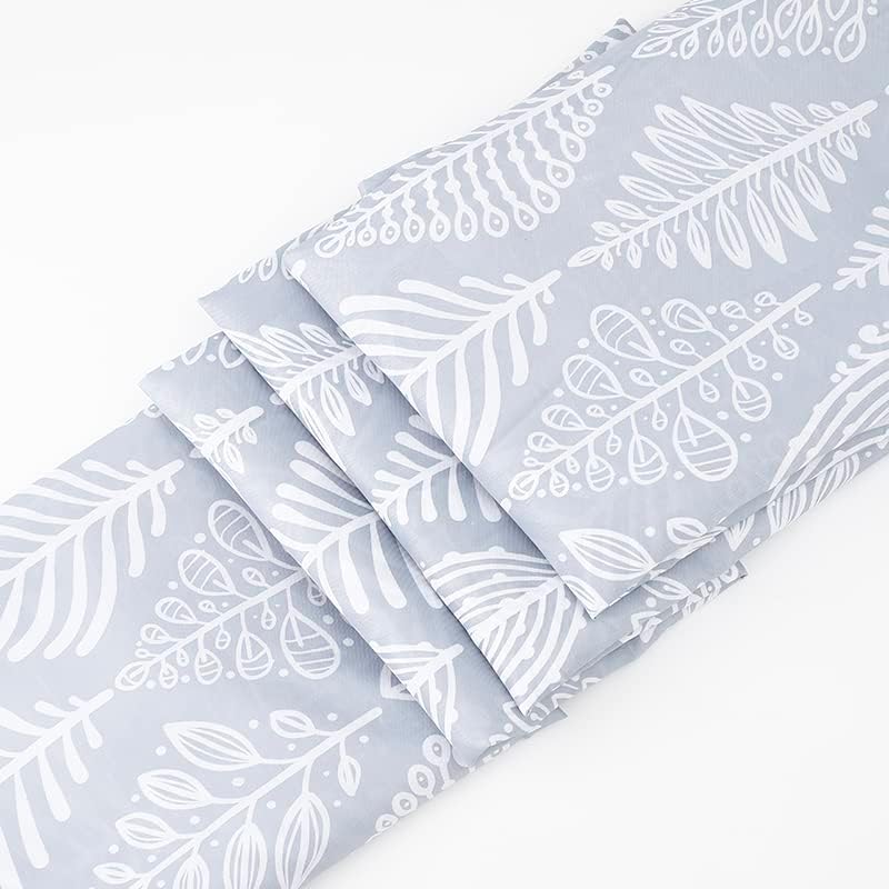 Grey Leaf Shower Curtain - Anti-Mould, Mildew Resistant | Size 180x180 cm (71 x 71 Inch) | Water Repellent Polyester Fabric