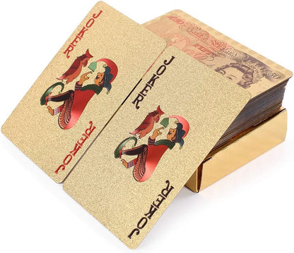 50 Pound Playing Cards: 24k Carat Gold Plated Poker Cards with Deluxe Wooden Gift Box