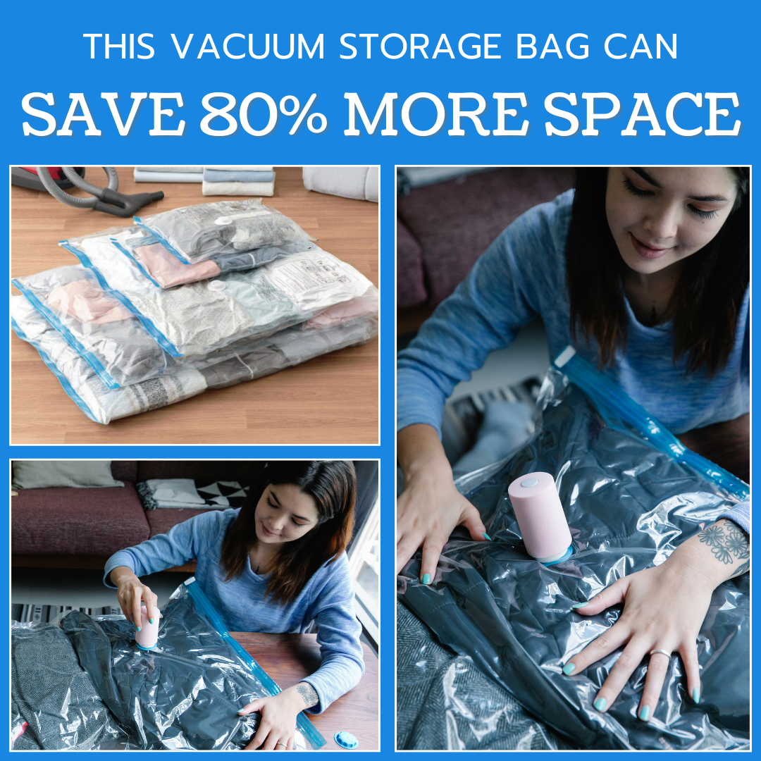 VIROSA Vacuum Storage Bags – Set of 6 Medium Compression Bags – Reusable Space Saver for Duvets, Bedding, Curtains, Pillows & Towels – Double Zip & Secure Valve