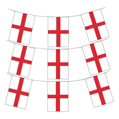 VIROSA St George Cross Flag Bunting – 10m / 33ft England Banner with 24 Large Flags – Durable Patriotic Decoration for World Cup, Sports Events, Parties & National Celebrations