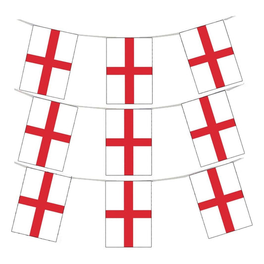VIROSA St George Cross Flag Bunting – 10m / 33ft England Banner with 24 Large Flags – Durable Patriotic Decoration for World Cup, Sports Events, Parties & National Celebrations
