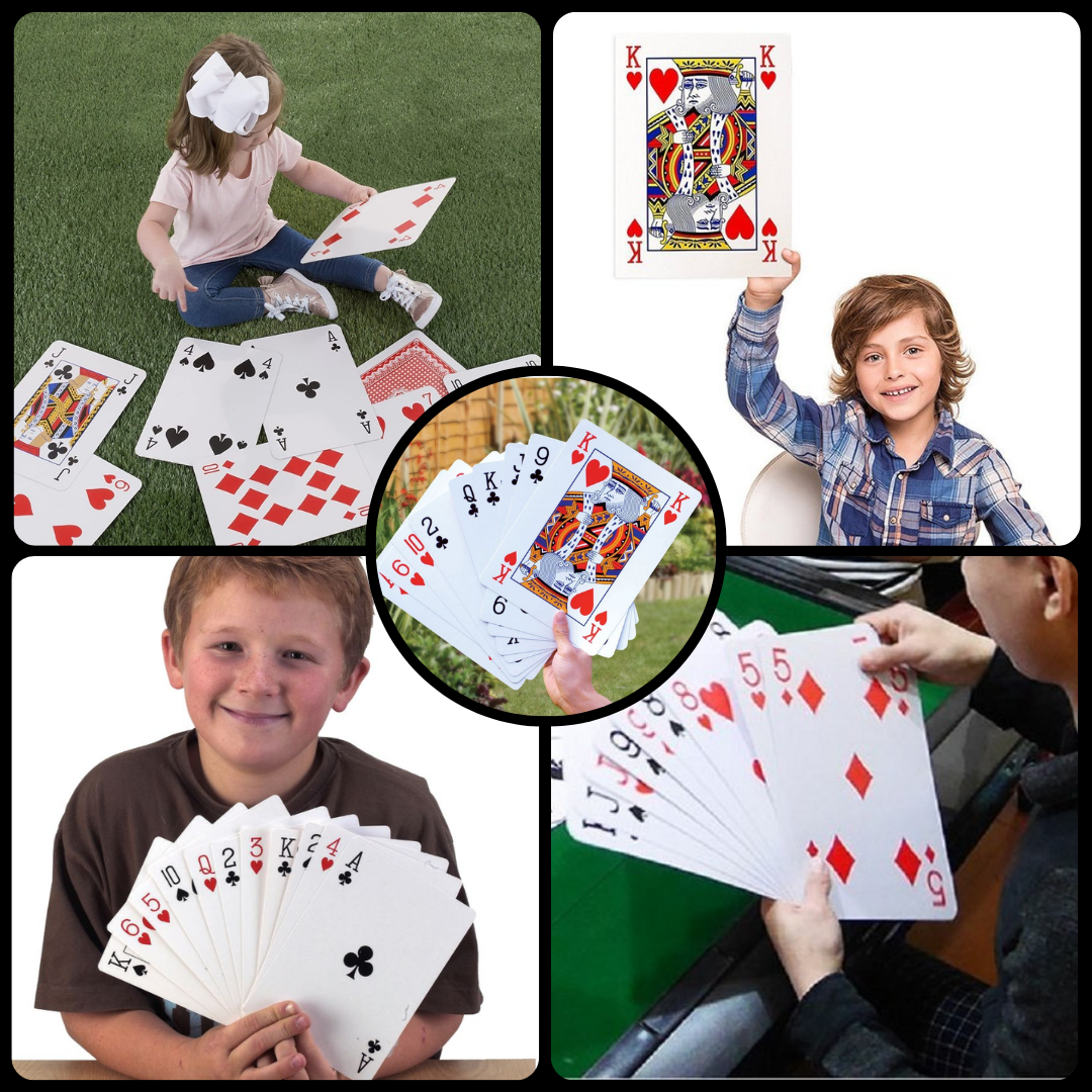 VIROSA Jumbo A4 Playing Cards – Giant 28cm x 20cm Plastic Coated, Water-Resistant Deck for Family Party Games, BBQs, Garden, Indoor & Outdoor Fun, Christmas & Events