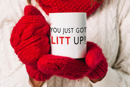 VIROSA “You Just Got Litt Up” Mug – White Ceramic Coffee Cup – Funny Office Gift for Christmas, Secret Santa, or Birthdays – 11oz