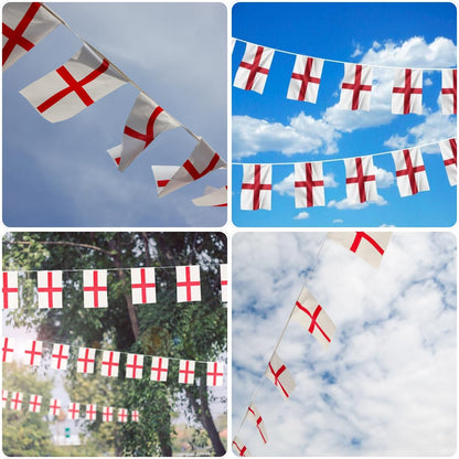 VIROSA St George Cross Flag Bunting – 10m / 33ft England Banner with 24 Large Flags – Durable Patriotic Decoration for World Cup, Sports Events, Parties & National Celebrations
