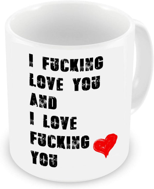 VIROSA Rude Romantic Mug – I Fing Love You and I Love Fing You – Funny Gift for Boyfriend, Girlfriend, Husband or Wife – Valentine’s, Anniversary, Birthday – 11oz Ceramic Coffee Cup